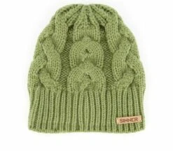 SINNER - Cable Beanie - Groen-Multicolour