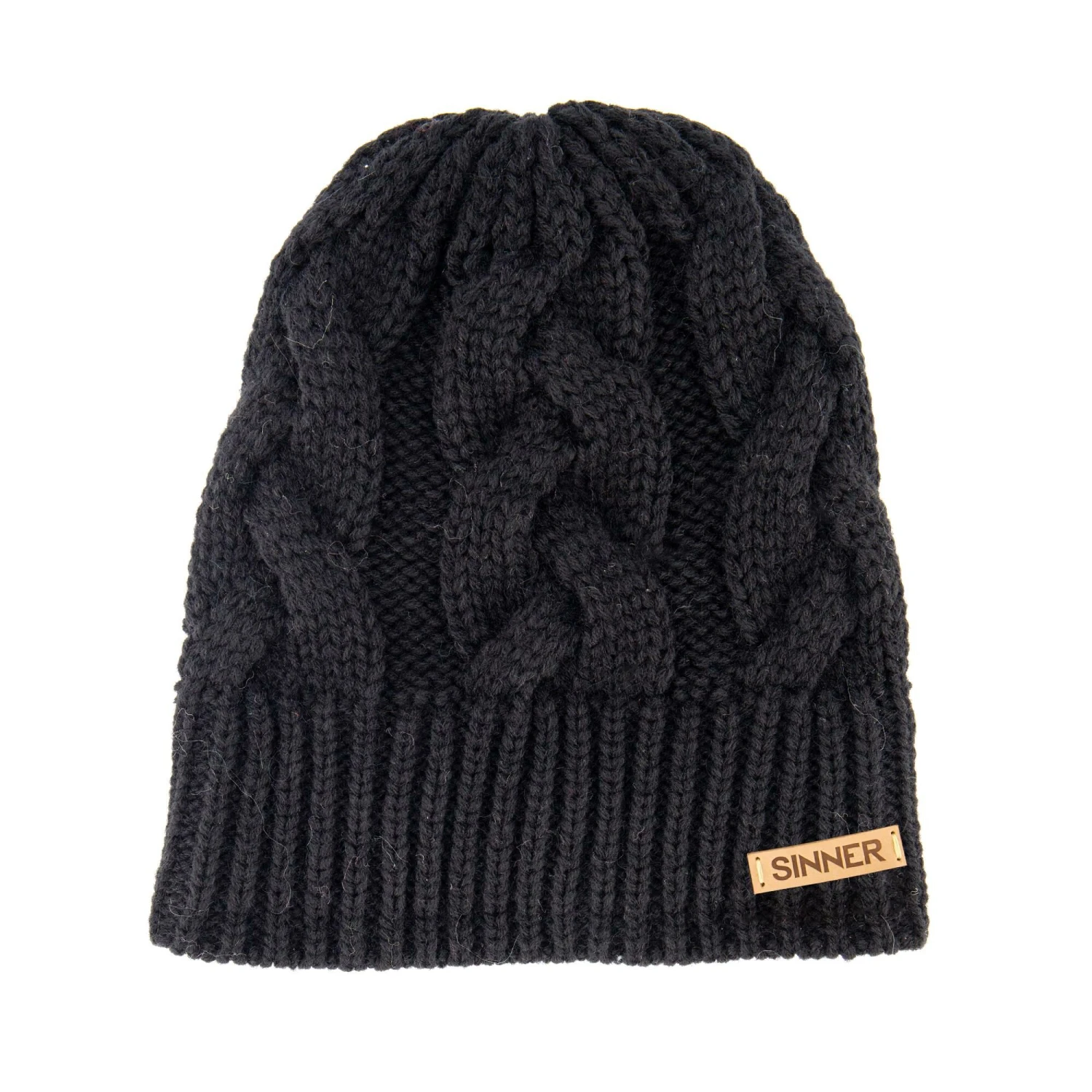 SINNER - Cable Beanie - Black/Black/White 3 SINNER - Cable Beanie - Black/Black/White